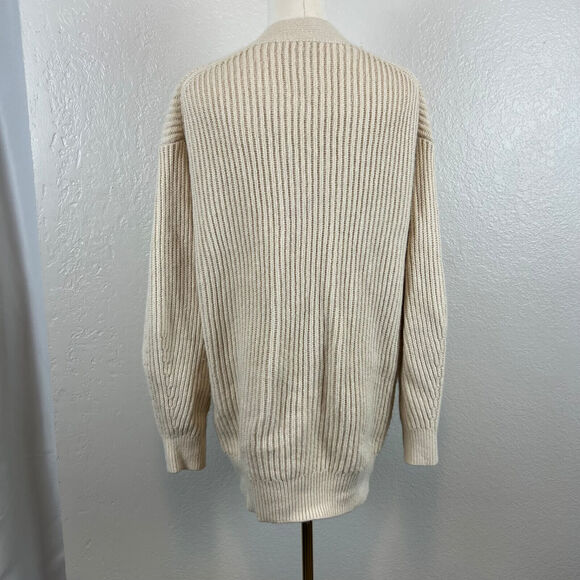 J Crew Sweater Womens Small Cream Alpaca Blend Ribbed V Neck Cardigan BX468 - Picture 6 of 12